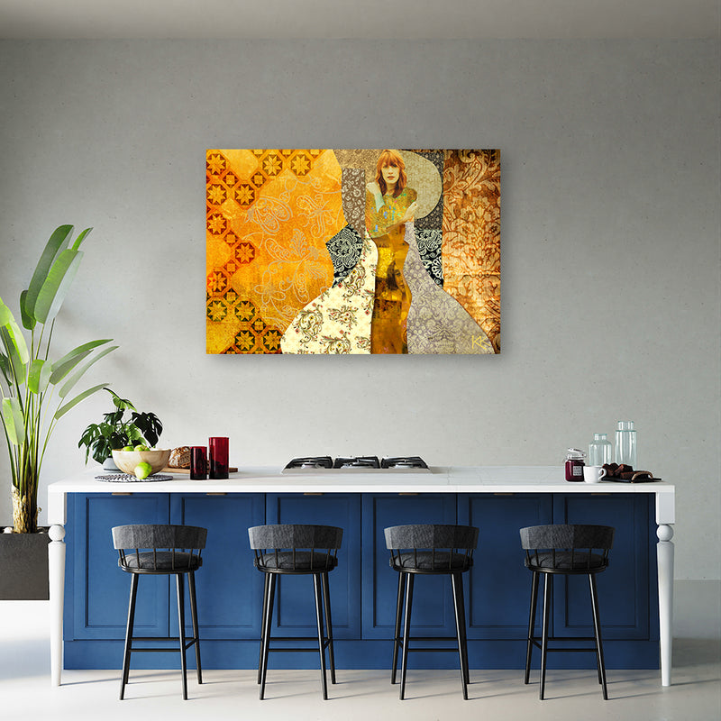 Canvas print, Woman on decorative background