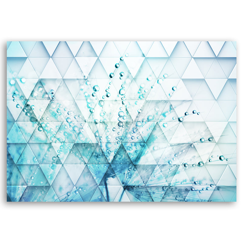 Deco panel print, Turquoise dandelion in dewdrops
