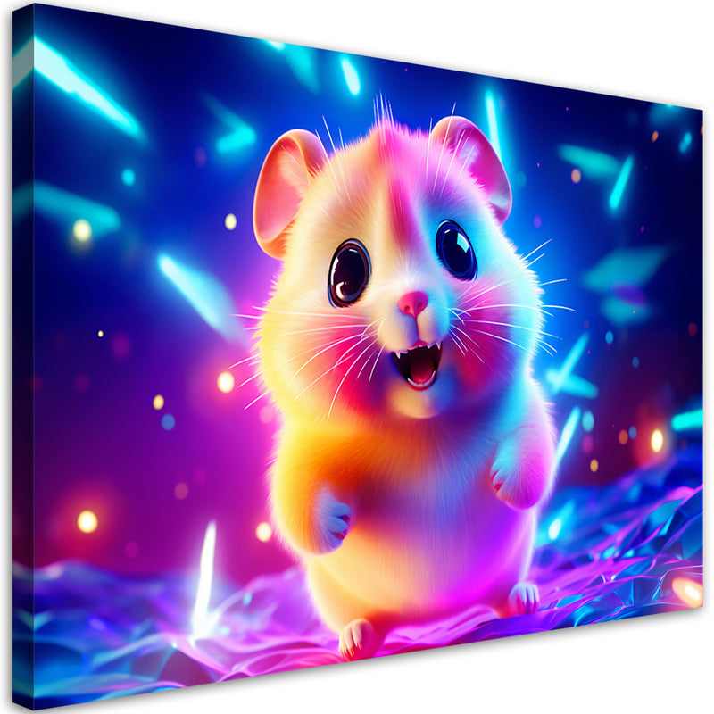 Canvas print, Cute hamster neon