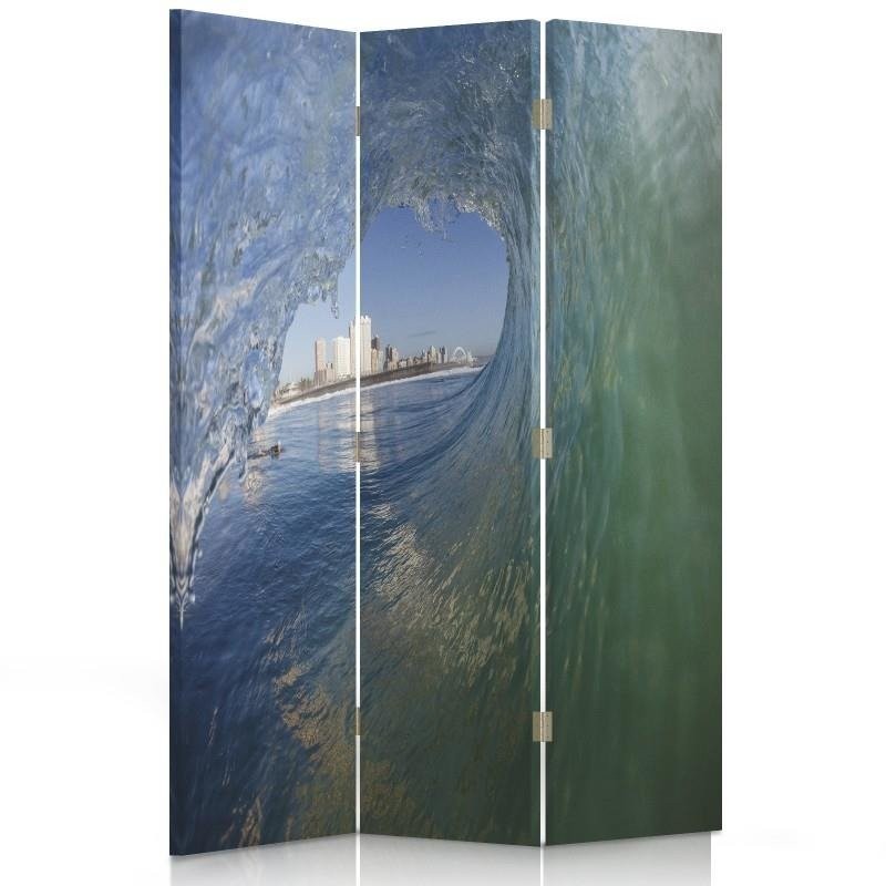 Room divider Double-sided rotatable, The wave with city view