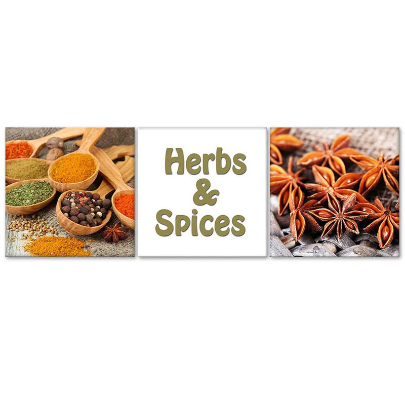 Set of three pictures deco panel, Herbs and spices