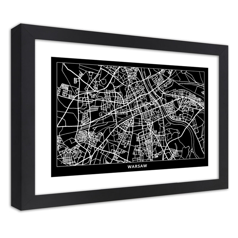 Cuadro en marco negro, Plano de la ciudad de Varsovia