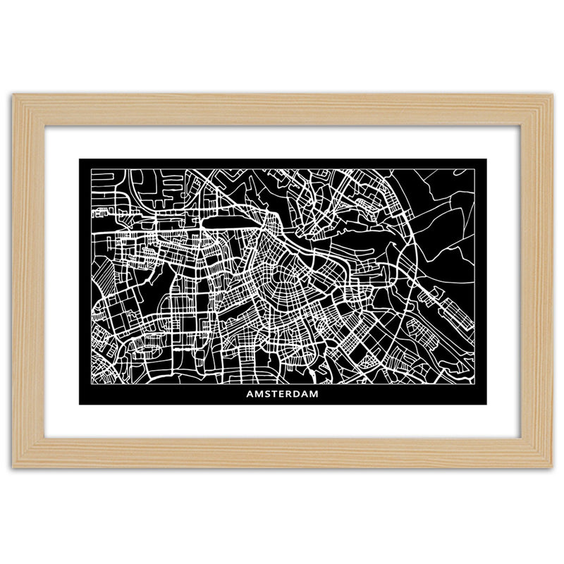 Picture in natural frame, City plan amsterdam