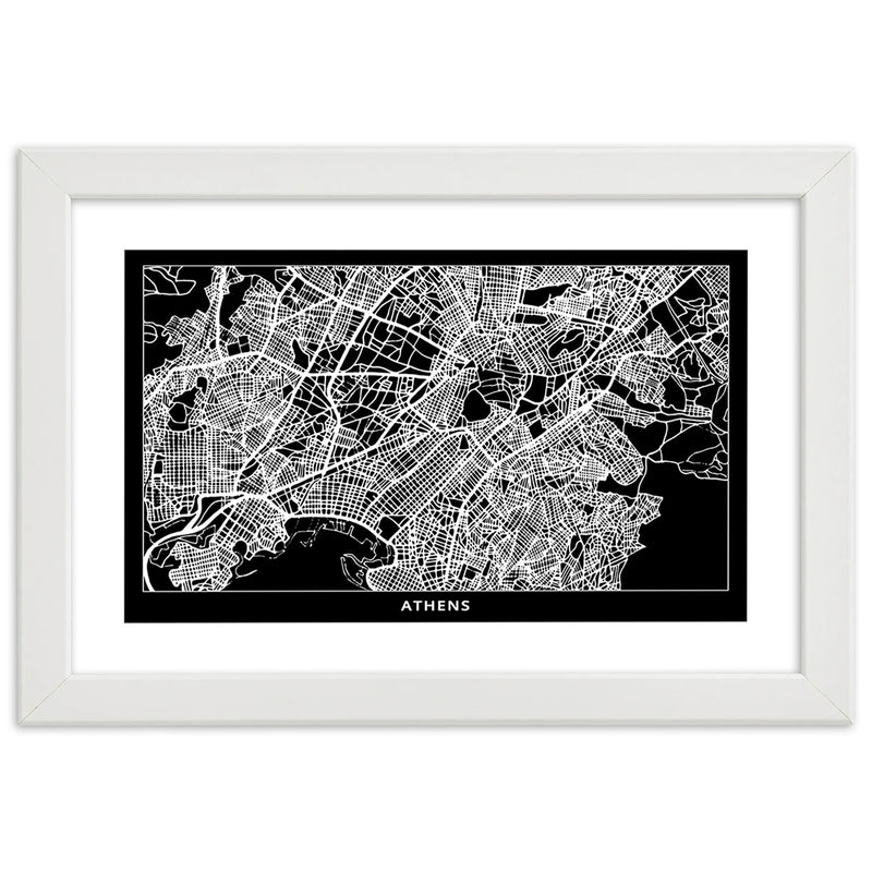 Imagen en marco blanco, plano de la ciudad de Atenas.