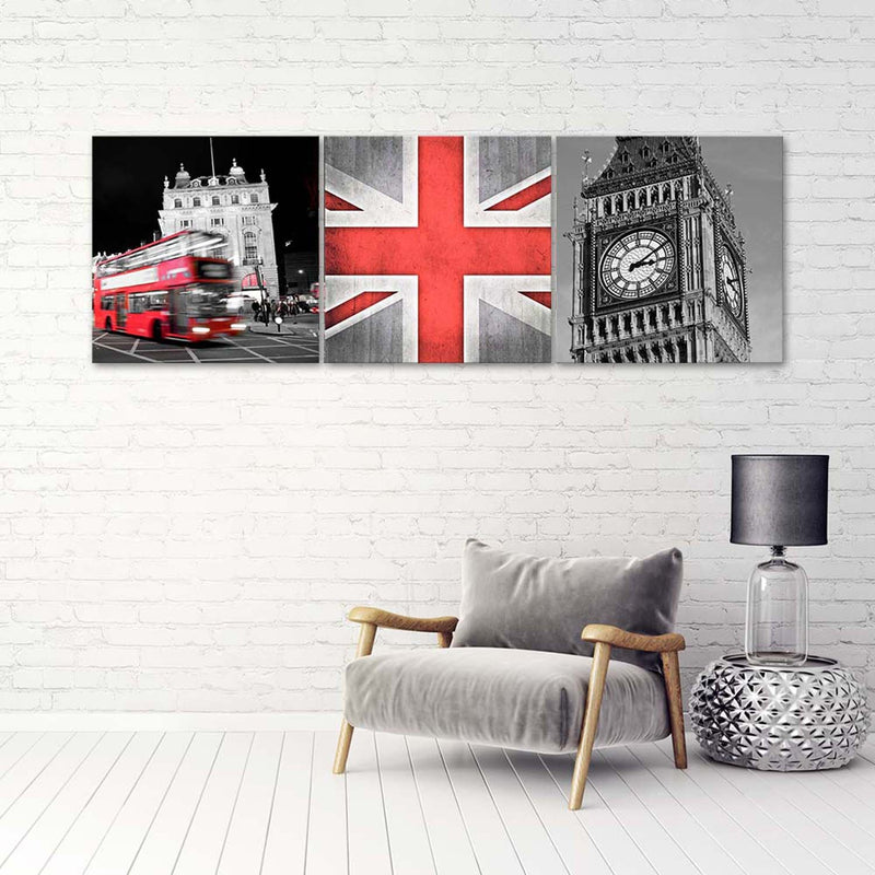 Set of three pictures canvas print, Memories of london