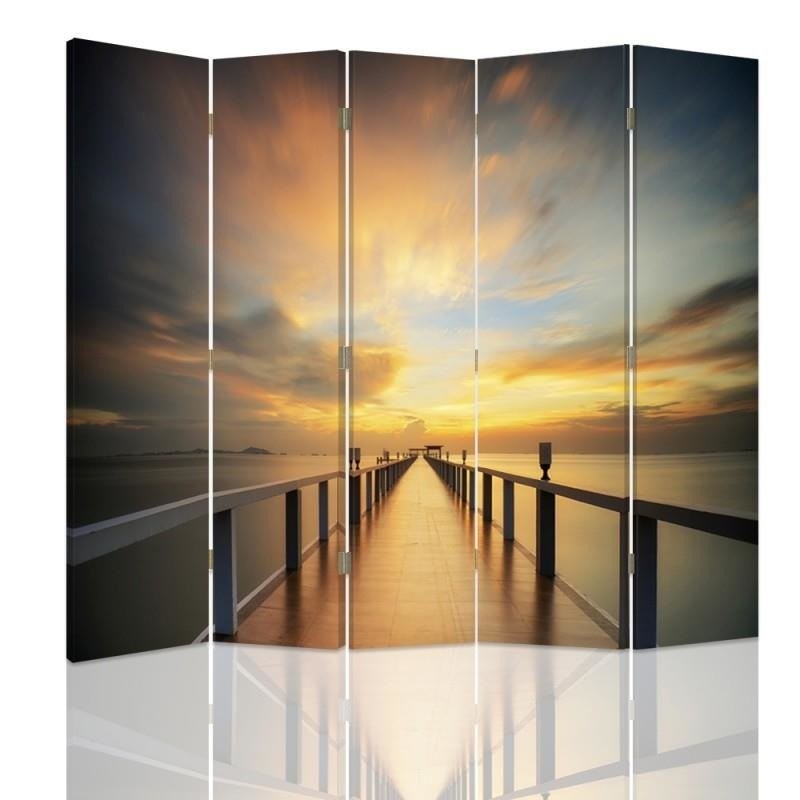 Room divider Double-sided, A pier bathed in sunlight