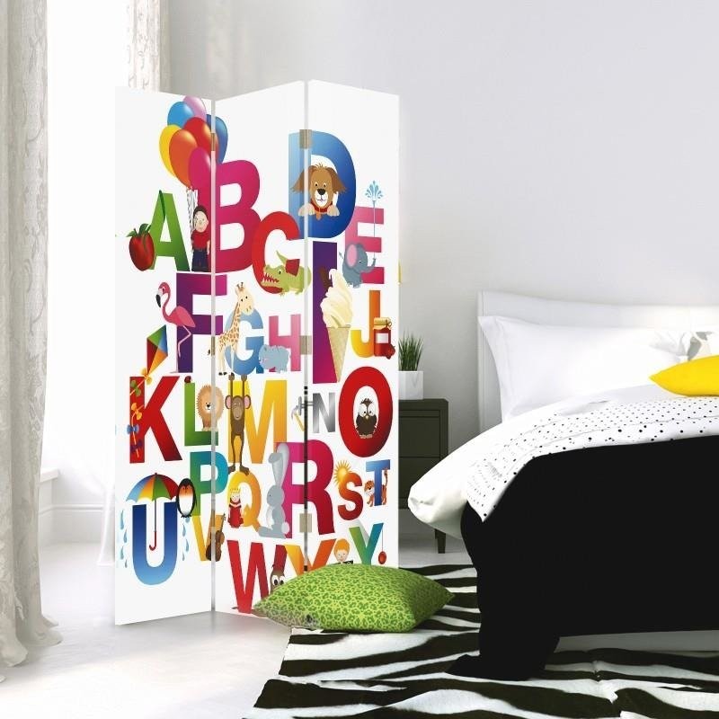 Room divider Double-sided rotatable, Colourful alphabet