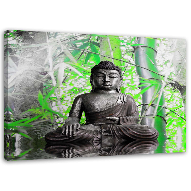 Canvas print, Buddha and leaves
