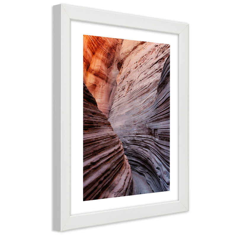 Picture in white frame, Pass between the rocks
