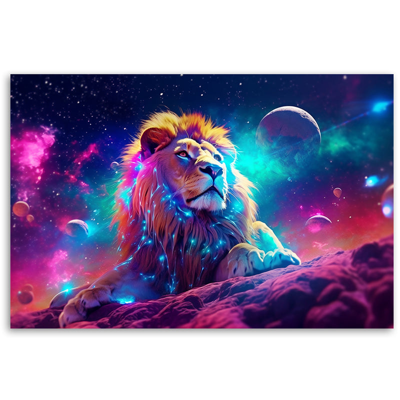 Impresión de panel decorativo, abstracción de león de neón