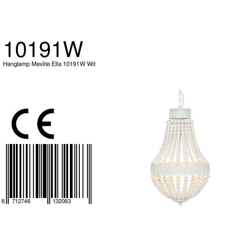 Chandelier Ella wood white E14 3 lamps