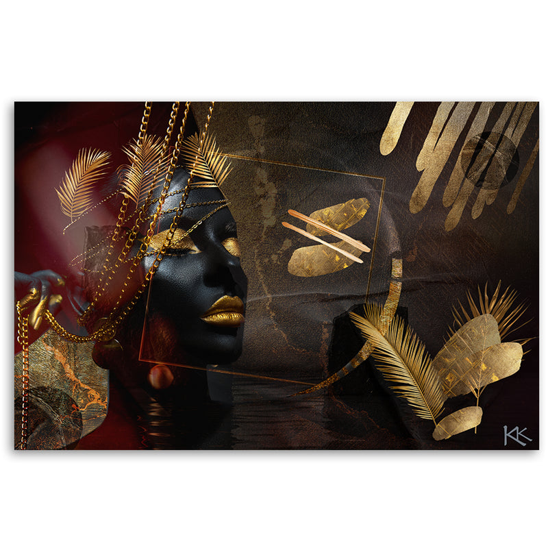 Canvas print, African Woman Gold Abstract