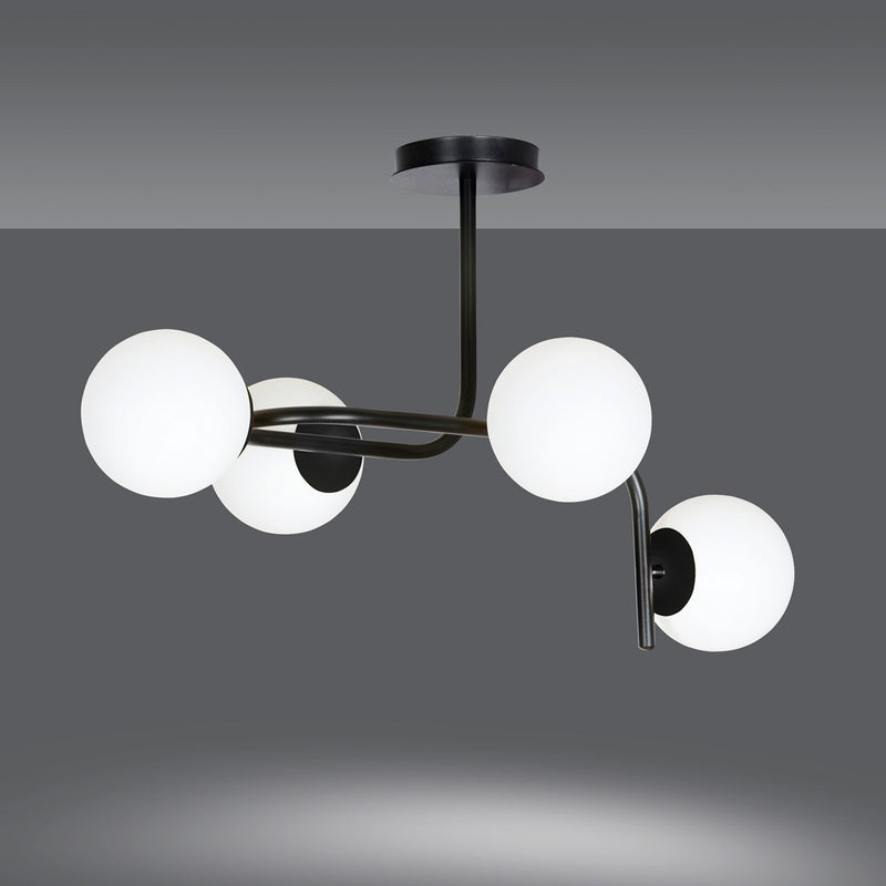 KALF ceiling lamp 4L, D15 black, E14