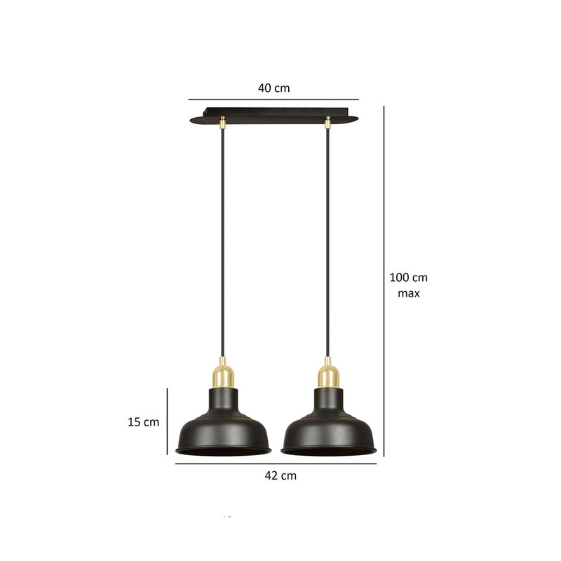 IBOR pendant lamp 2L, black, E27