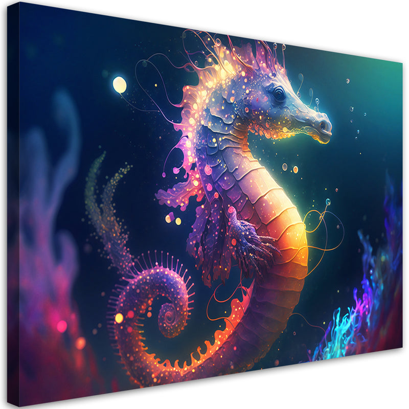 Canvas print, Neon seahorse