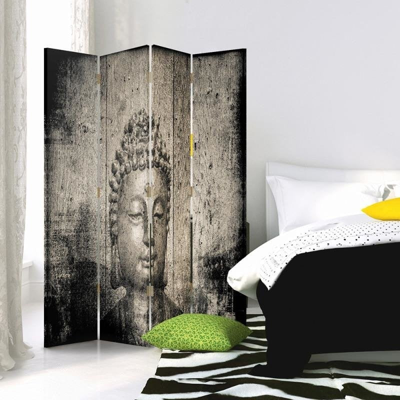 Separador de ambientes de doble cara, Imagen de Buda en gris