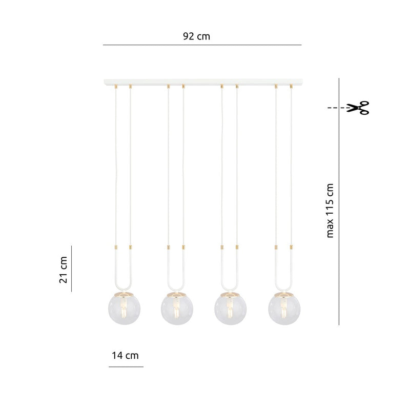 GLAM pendant lamp 4L, D14 white, E14