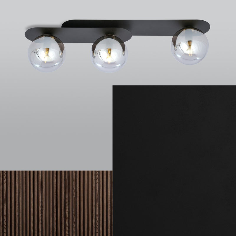 PLAZA ceiling lamp 3L, D14 black, E14