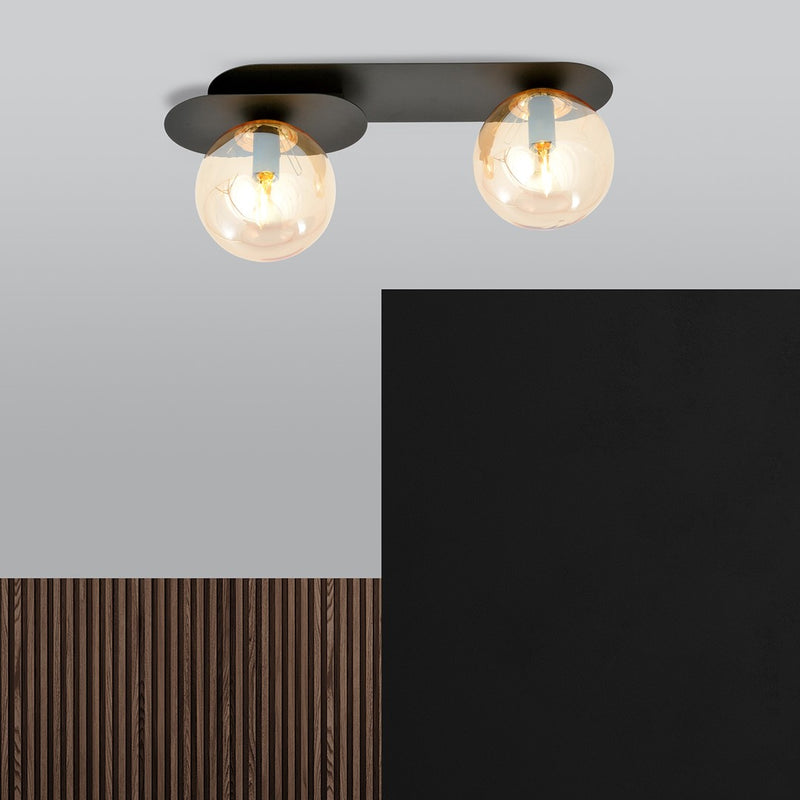 PLAZA ceiling lamp 2L, D14 black, E14