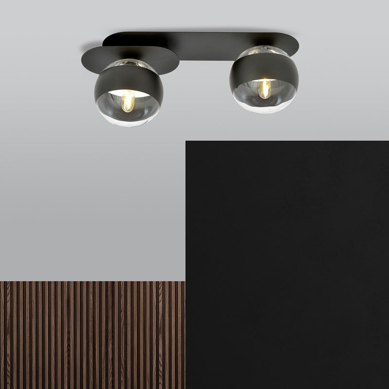PLAZA ceiling lamp 2L, D14 black, E14