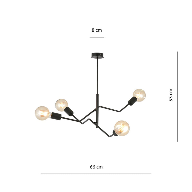 FRIX ceiling lamp 4L, black, E27