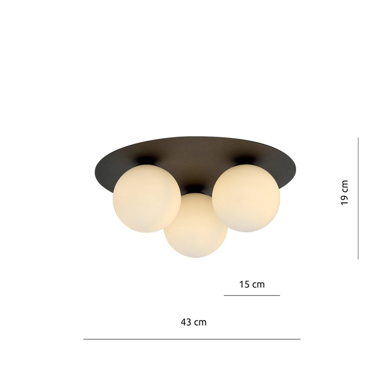 SOLAR ceiling lamp 3L, D15 black, E14