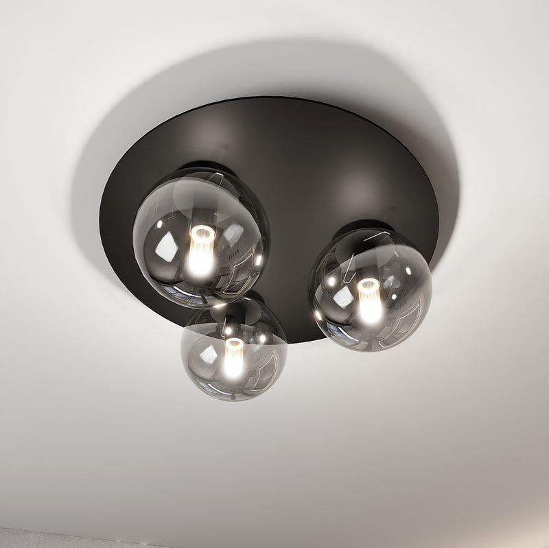 SOLAR ceiling lamp 3L, D14 black, E14