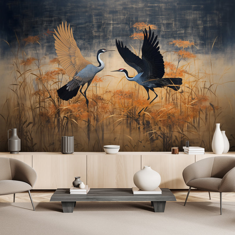 Wallpaper, Crane Birds Abstract