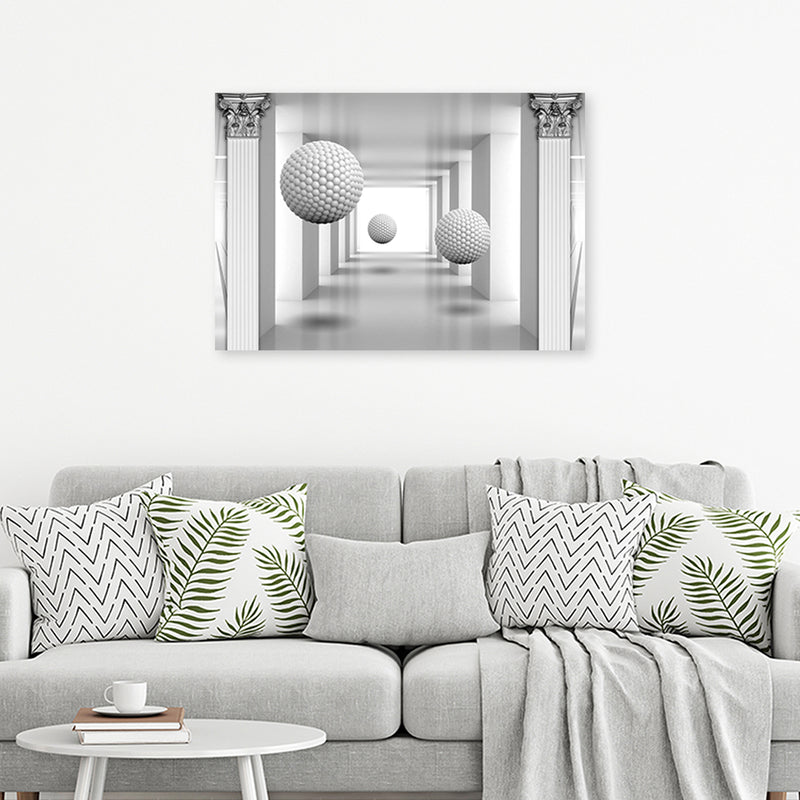 Deco panel print, Balls in the tunnel geometric 3D