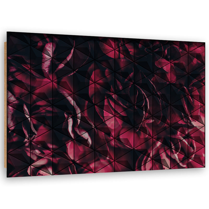 Deco panel print, Red geometric abstraction