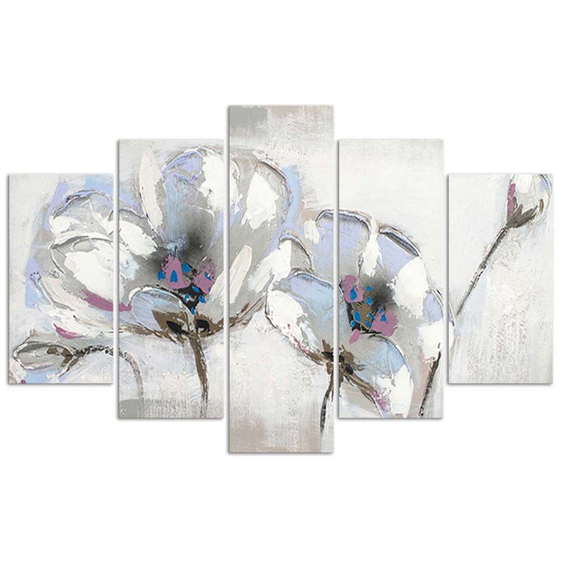 Five piece picture canvas print, Painted flowers