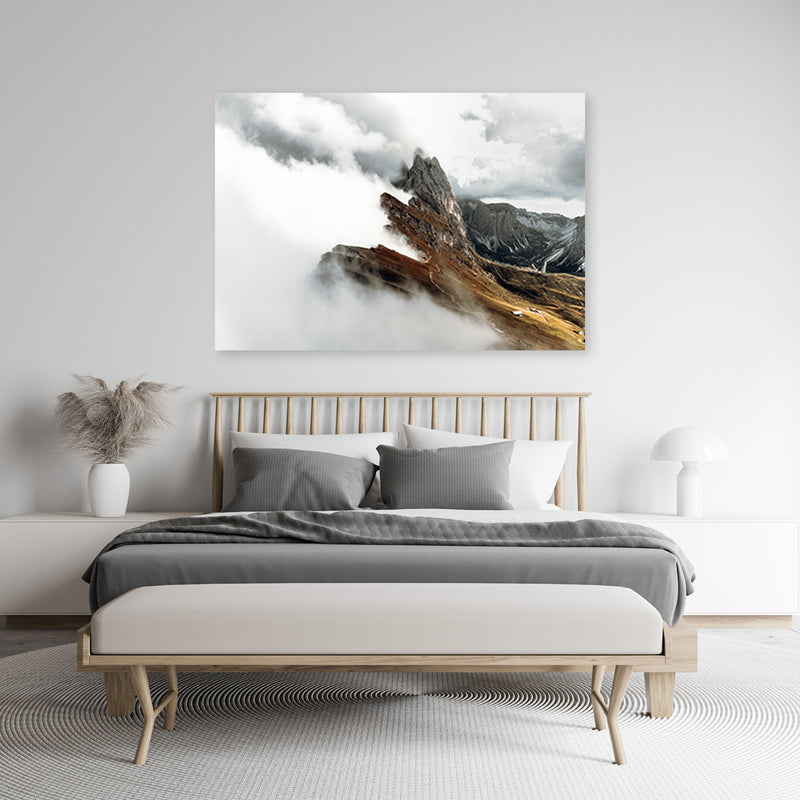 Canvas print, Mountain peak in the clouds