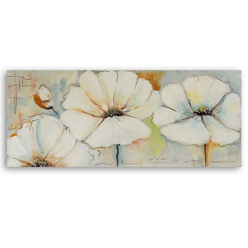 Canvas print, Three flowers and a bud