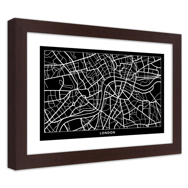 Picture in brown frame, City plan london
