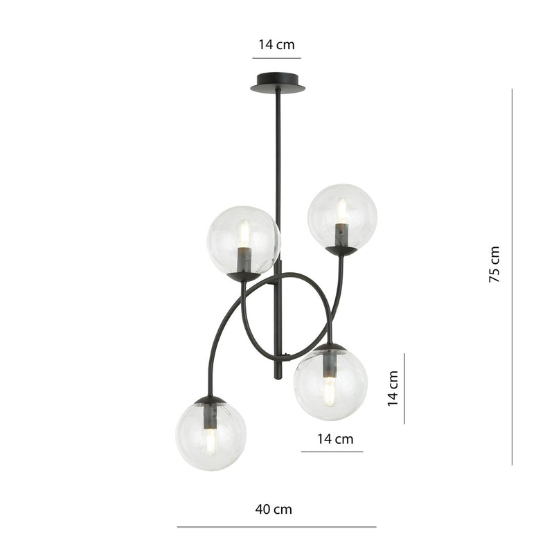 ARCHI chandelier 4L, D14 black, E14