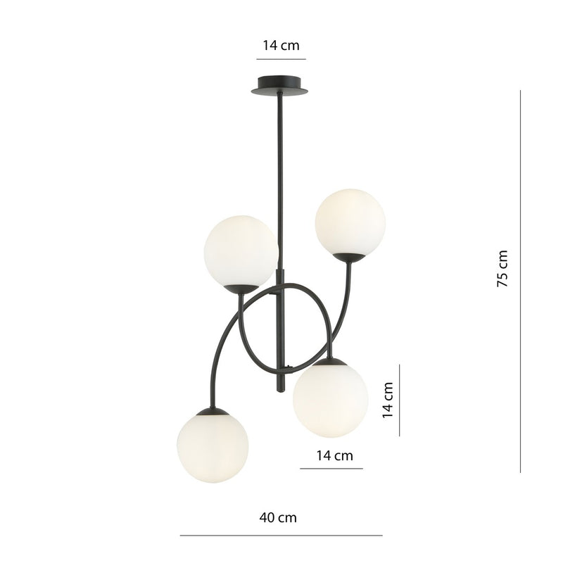 ARCHI chandelier 4L, D14 black, E14
