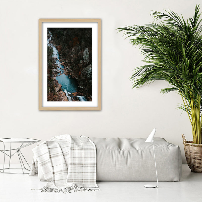 Picture in natural frame, River in the forest