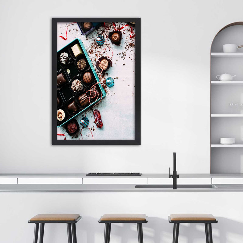 Picture in black frame, Colorful pralines