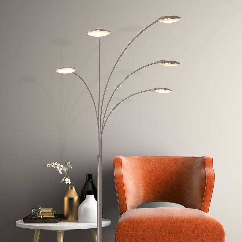 Floor lamp Synna glass steel LED 5 lamps