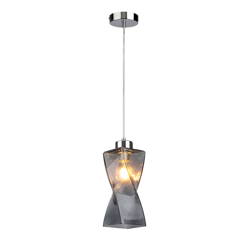Twist Pendant Lamp 1xE27 Max.25W Chrome / Smoke glass