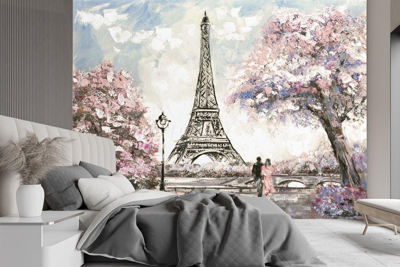 Wallpaper, Paris Eiffel Tower like painted