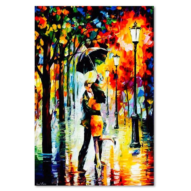 Canvas print, Couple in love under an umbrella