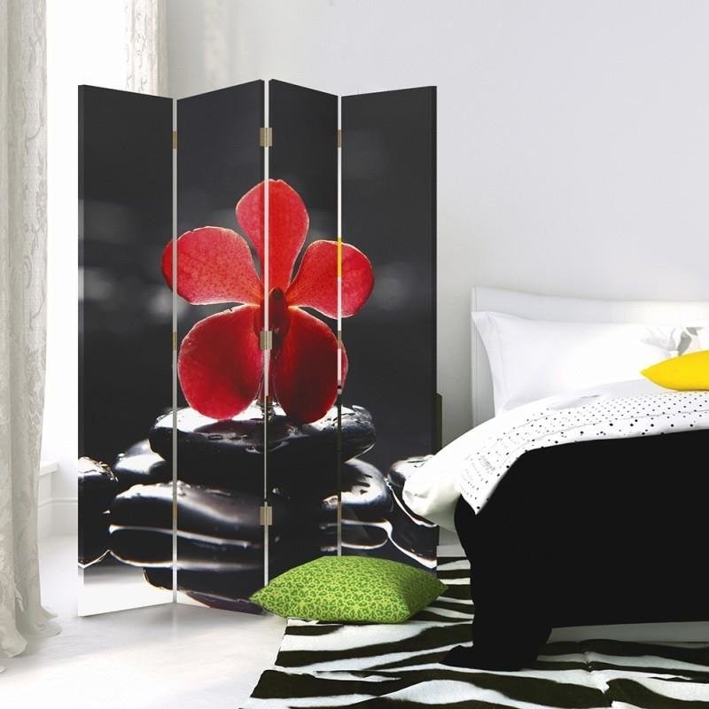 Room divider Double-sided, Zen with red orchid