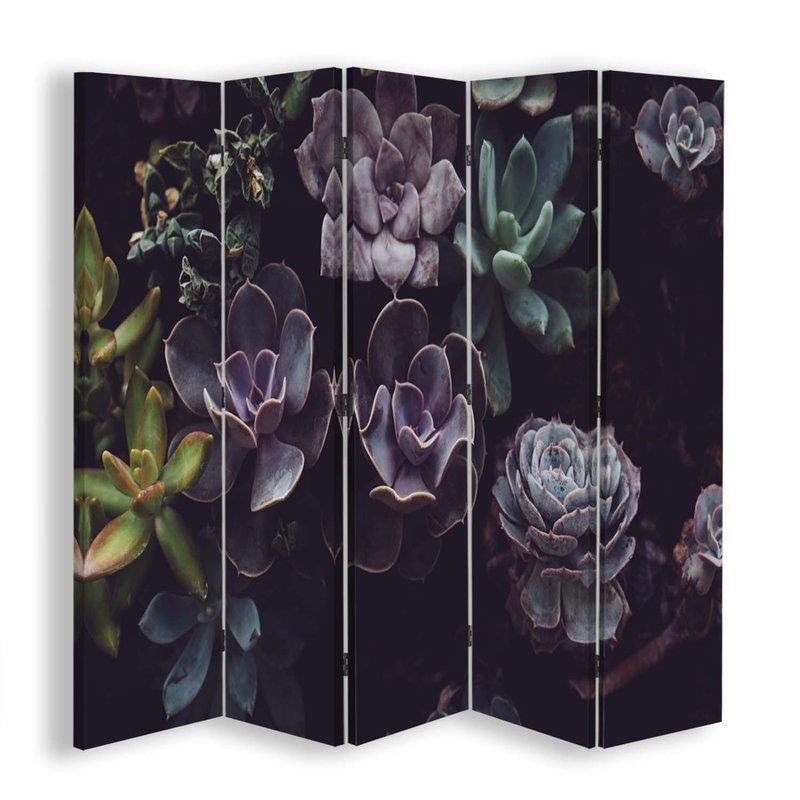 Room divider Double-sided rotatable, Succulents in muted shades