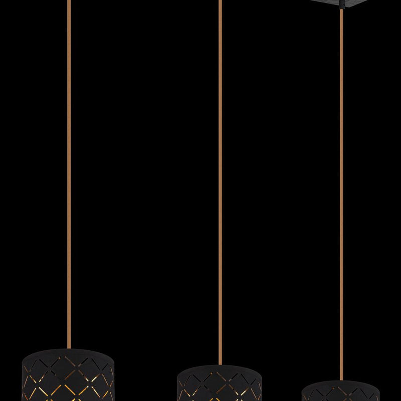 Linear suspension Globo Lighting CLARKE metal black E27 3 lamps