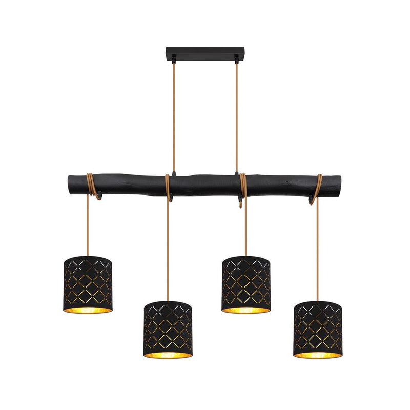 Linear suspension Globo Lighting CLARKE metal black E27 4 lamps