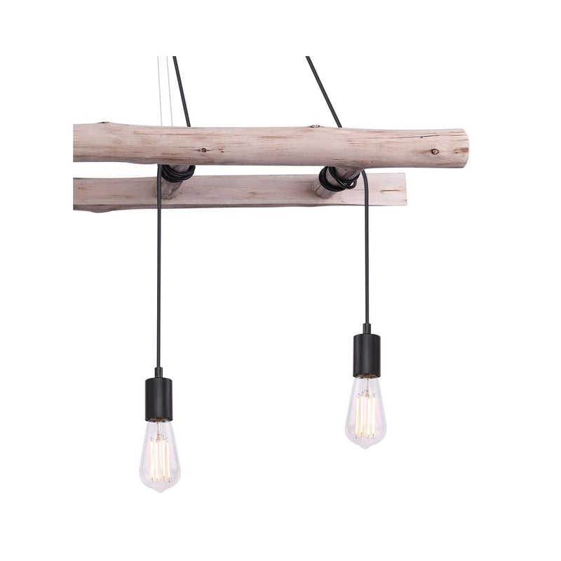 Linear suspension Globo Lighting IRMGARD wood light wood E27 4 lamps