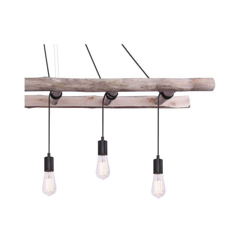 Linear suspension Globo Lighting IRMGARD wood light wood E27 6 lamps
