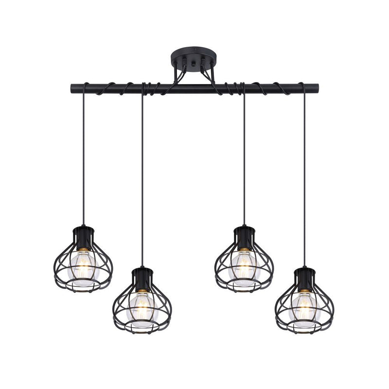 Linear suspension Globo Lighting CLASTRA metal black E27 4 lamps