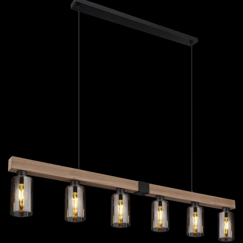 Linear suspension Globo Lighting HADERA metal black E27 6 lamps